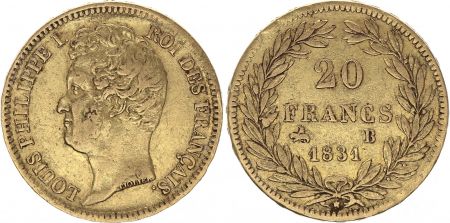 France 20 Francs Louis-Philippe I 1831 B Rouen - Or - Relief
