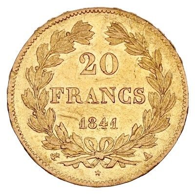 France 20 Francs Louis Philippe Ier TL 1841 A