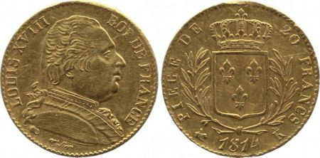 France 20 Francs Louis XVIII - 1814 K Bordeaux