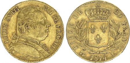 France 20 Francs Louis XVIII - 1814 L Bayonne - Or
