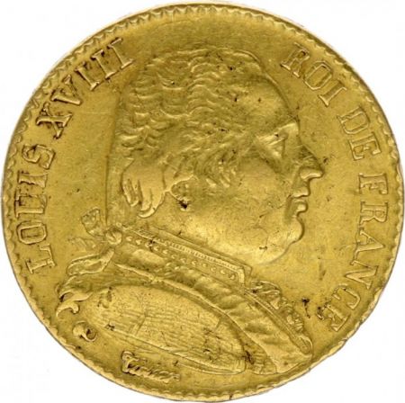 France 20 Francs Louis XVIII - 1815 A Paris - TTB - Or