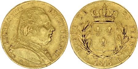 France 20 Francs Louis XVIII - 1815 K Bordeaux Or - 5/4