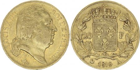 France 20 Francs Louis XVIII - 1816 A Or