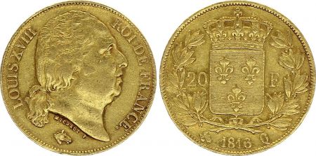 France 20 Francs Louis XVIII - 1816 Q Perpignan