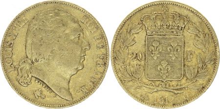France 20 Francs Louis XVIII - 1817 Q Perpignan 2 em ex