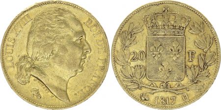 France 20 Francs Louis XVIII - 1817 Q Perpignan