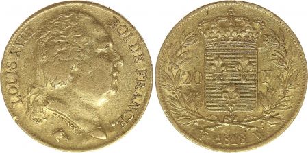 France 20 Francs Louis XVIII - 1818 W Lille