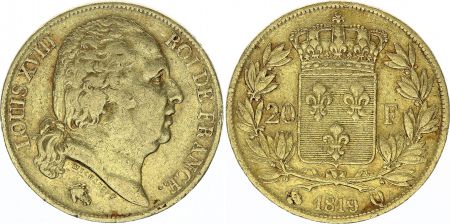 France 20 Francs Louis XVIII - 1819 Q Perpignan
