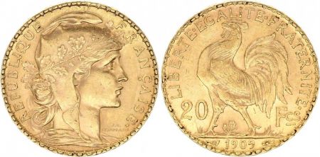 France 20 Francs Marianne - Coq 1909 - Or