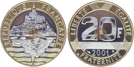 France 20 Francs Mont Saint-Michel - 2001 Frappe BU - Bimetal