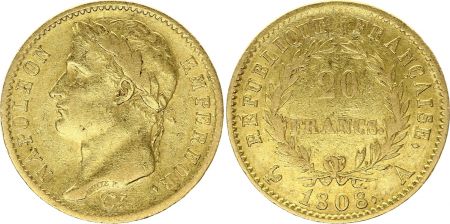 France 20 Francs Napoléon I  - 1808 A Paris Or