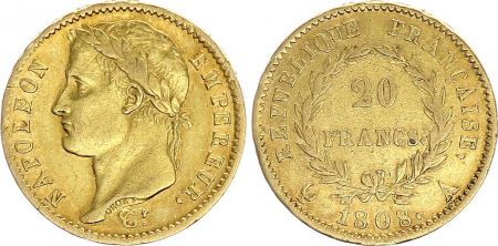France 20 Francs Napoléon I 1808 A Paris Or - TTB Type République