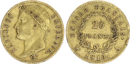 France 20 Francs Napoléon I 1810 A Paris Or - p.TTB Type Empire
