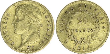 France 20 Francs Napoléon I 1814 A Paris Or - p.TTB Type Empire