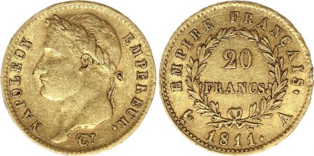 France 20 Francs Napoléon I Empereur 1811 A Paris Or