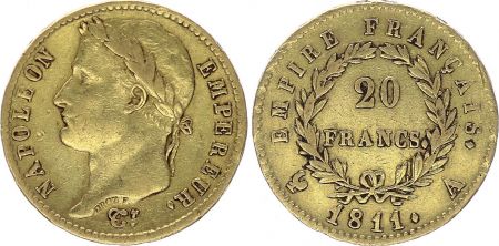 France 20 Francs Napoléon I Empereur 1811 A Paris Or