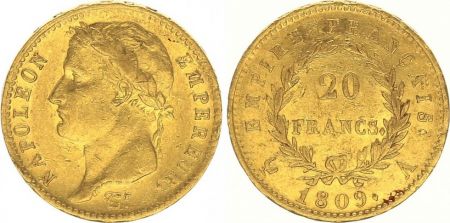 France 20 Francs Napoléon I Empereur TL 1809 A