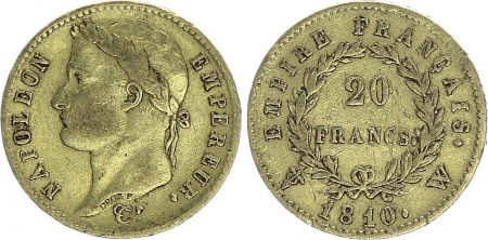 France 20 Francs Napoléon I Tête laurée - 1810W Lille - Or