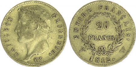 France 20 Francs Napoléon I Tête laurée - 1812 W Lille - Or