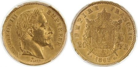 France 20 Francs Napoléon III - Tête Laurée 1869 Petit A