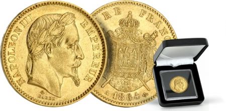 France 20 Francs Napoléon III Or - 1861 à 1870 avec écrin