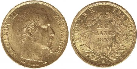 France 20 Francs Napoléon III Tete nue - 1853 A Paris Or