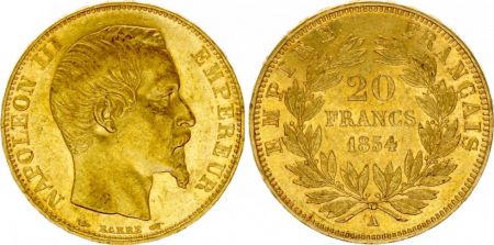France 20 Francs Napoléon III Tête nue - 1854 A Paris