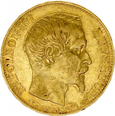 France 20 Francs Napoleon III Tete nue - 1857 A Paris Or