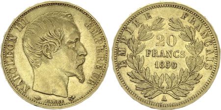 France 20 Francs Napoléon III Tête nue - 1859 A Paris - Or