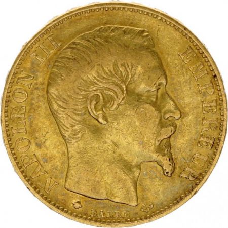 France 20 Francs Napoléon III Tête nue - 1859 BB Strasbourg