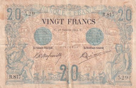 France 20 Francs Noir - 01-10-1904 - Série R.817