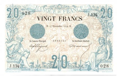 France 20 Francs Noir - 1874