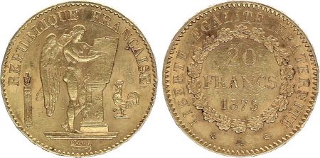 France 20 Francs Or Génie - 1875 A Paris