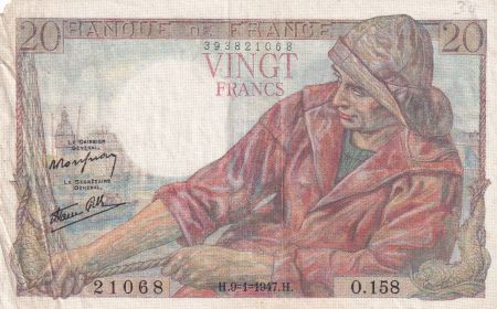 France 20 Francs Pêcheur -  09-01-1947 - Série O.158 - TTB