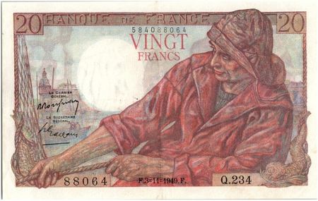 France 20 Francs Pêcheur - 03-11-1949 Série Q.234