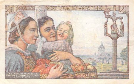 France 20 Francs Pêcheur - 07-10-1943 Série P.100 - TB+