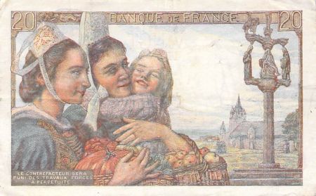 France 20 Francs Pêcheur - 07-10-1943 Série R.93 - TB+