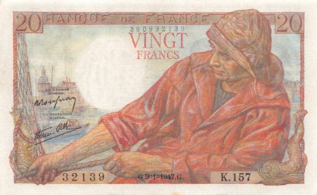France 20 Francs Pêcheur - 09-01-1947 Série K.157 - TTB