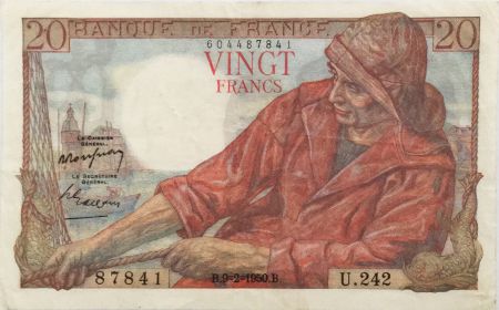 France 20 Francs Pêcheur - 09-02-1950 Série U.242 - TTB