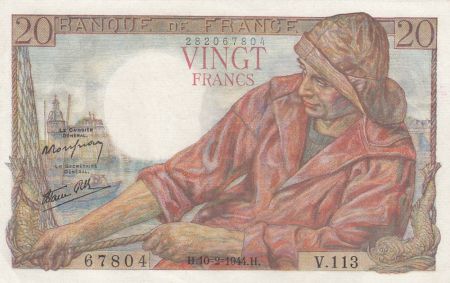 France 20 Francs Pêcheur - 10-02-1944 Série V.113