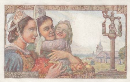 France 20 Francs Pêcheur - 10-02-1944 Série V.113