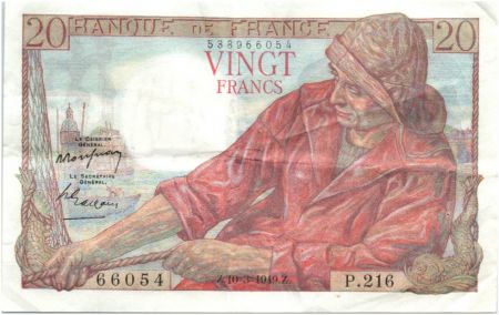 France 20 Francs Pêcheur - 10-03-1949 Série P.216