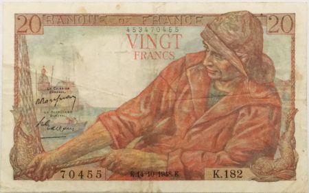 France 20 Francs Pêcheur - 14-10-1948 Série K.182 - TTB