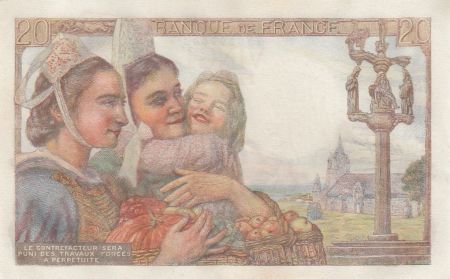France 20 Francs Pêcheur - 15-04-1943 Série O.80 - SPL