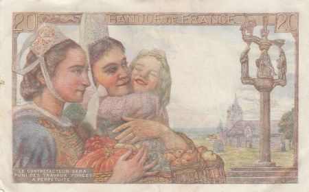 France 20 Francs Pêcheur - 15-04-1943 Série O.80 - TTB+