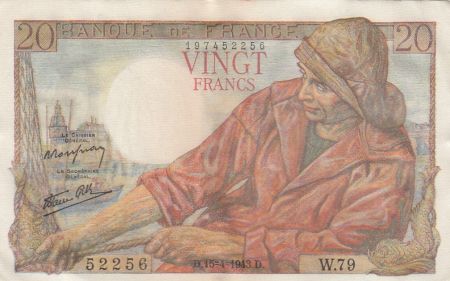 France 20 Francs Pêcheur - 15-04-1943 Série W.79