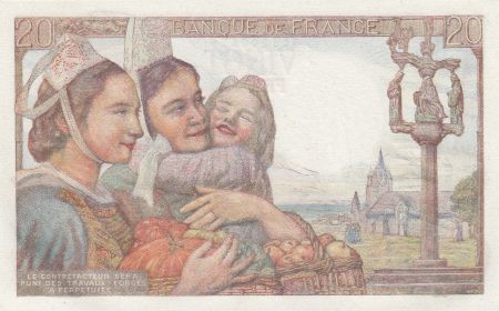 France 20 Francs Pêcheur - 17-05-1944 Série N.129