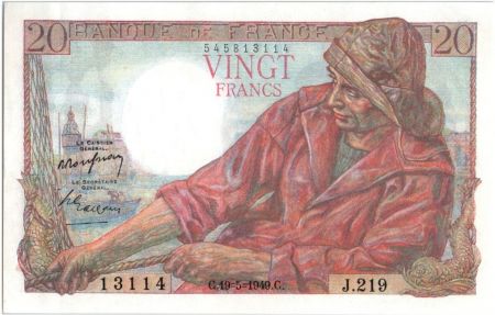 France 20 Francs Pêcheur - 19-05-1949 Série J.219