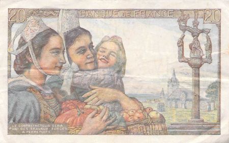 France 20 Francs Pêcheur - Années variées 1942-1950 - TTB