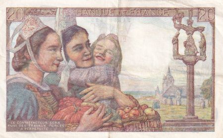 France 20 Francs Pêcheur 05-07-1945 - Série L.140 - TTB